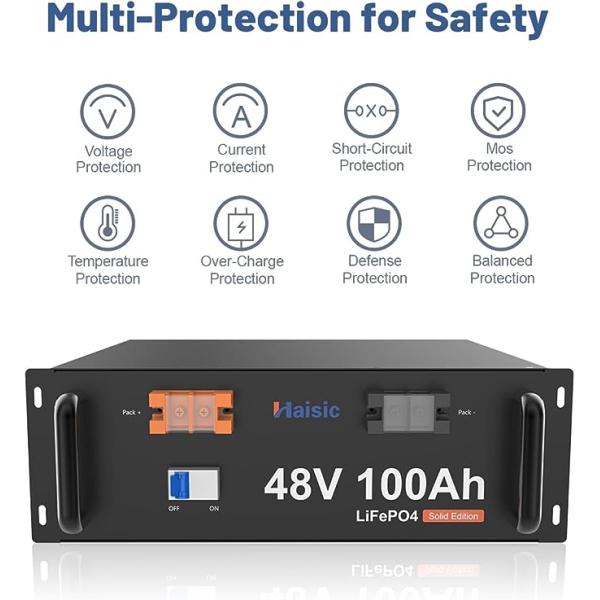 High Capacity 100Ah Lithium Lifepo4 Battery Pack for Server Rack Mounting 48V 4.8kWh