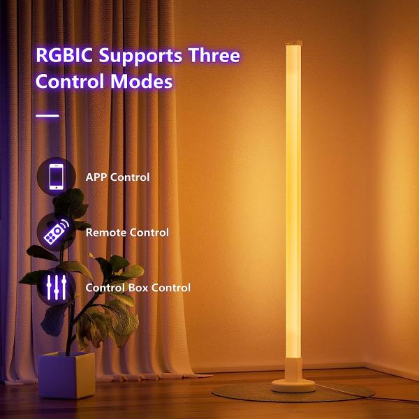 Metal Glass Shade Ambient Floor Light 150cm Colorful Remote Control Floor Lamp for Bedroom
