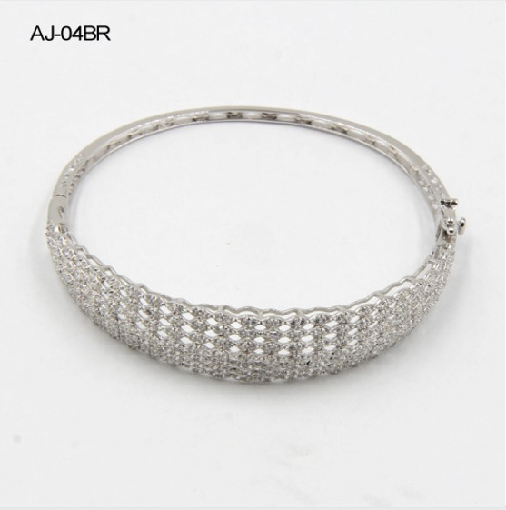 12.57g 925 Sterling Silver Bangles With Cubic Zirconia Two Lines