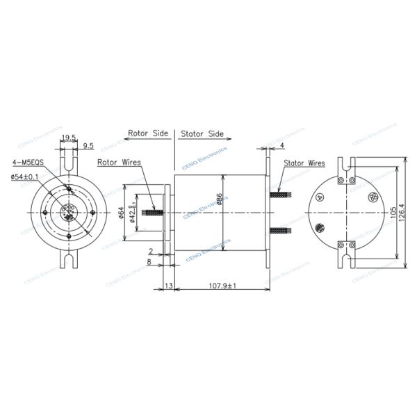 Electrical Power Slip Ring with Flange Installatoin For Industrial Robots