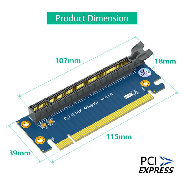 Pci-E 16x Riser Card,PCI Express 3.0 16X Extension Cable 90 Degree High Speed Riser Card