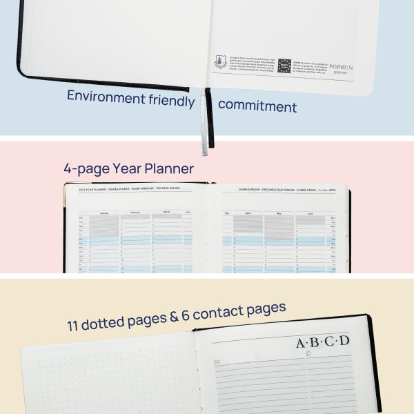 PU Leatherette Cover Medium Academic Planner 100GSM Ivory Paper