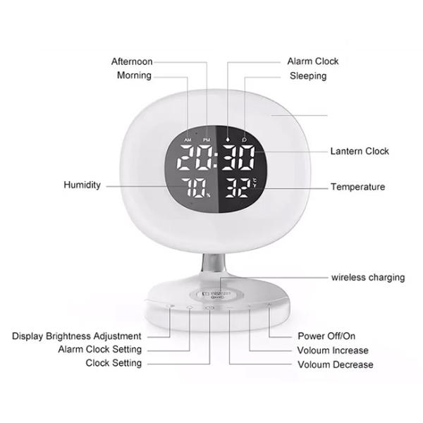 Mobile Phone Touch Light Alarm Clock Wireless Charging 7 Colors 5W For Kids