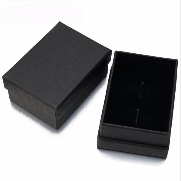 Small Black Gift Packaging Box Rigid Ring Tag Cufflink Gift Box