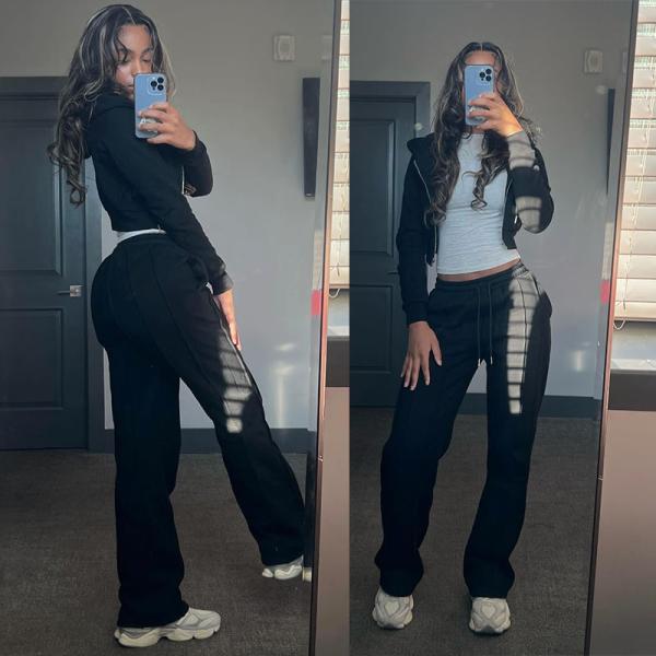 Custom Distressed Embroidery Crop Top Tracksuit Zip up Hoodie Joggers Pants Women Distressed 2 Piece Sweatpants and Hoodie Set