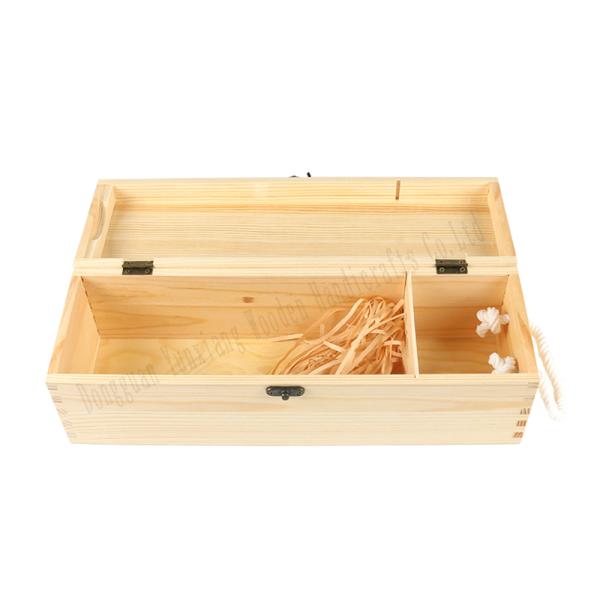 Personalized Wooden Wine Box – Single Bottle Gift Case with Hinged Lid – Ideal for Weddings, Birthdays, and Special Occasions – Natural Wood Finish