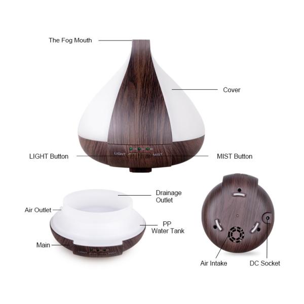 Ultrasonic 220ML Large Capacity Home Mist Wood Grain Colorful Aromatherapy Diffuser