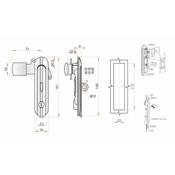 Die Cast Zinc Alloy Metal Cabinet Lock Customized Size Long Using Life