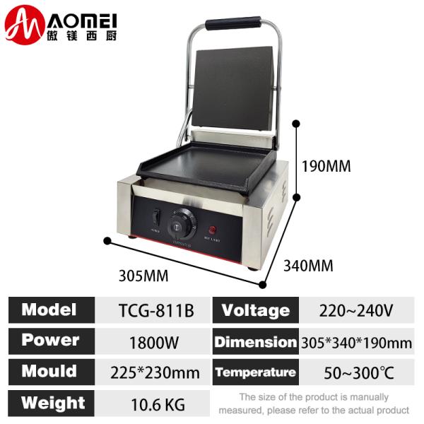 PTFE Non-Stick Stainless Steel Electric Panini Press Machine for Home Restaurant Hotel