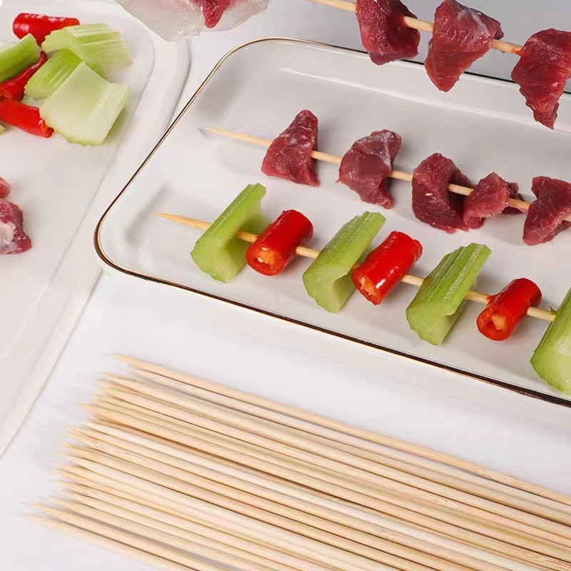 Natural Bamboo Disposable BBQ Skewer Sticks For Outdoor Camping And Business Gifts