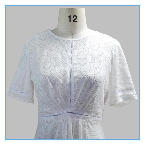 European Summer Fashion Elegant White Lace Cotton Dress Pattern Wholesale