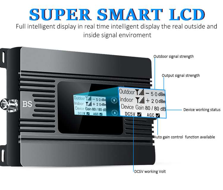 Gain 80dB Cell Phone Signal Repeater Support Any Cellular Devices
