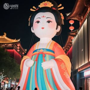 Lifelike Chinese Balloon Inflatable Cartoon Characters Outdoor LED Lighting