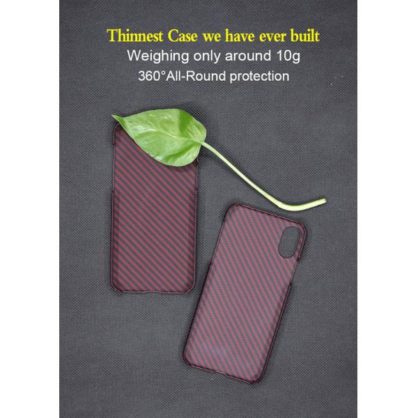 Red Color Twill Style Real Aramid Fiber Phone Case For iPhone X