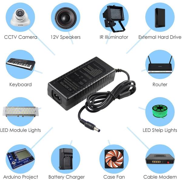 60W Desktop AC-DC Power Adapter IEC C8 Input for LED and Networking