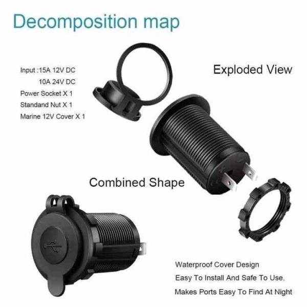 12-24Volt Waterproof Truck Cigarette Lighter Socket Cigarette Lighter Power Socket