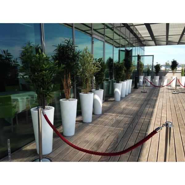 Round Large Fiberglass Flower Pots for Outdoor Street Landscape