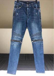China Custom Apparel Supplier Men'S Blue Slim Fit Jeans Stretch Destroyed Ripped Skinny Jeans Knee Zipper Jeans on sale