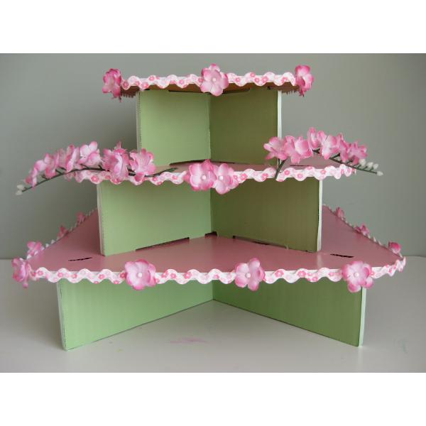 Kids Birthday Cupcake Stand , Square Shape 3 Tier Cardboard Cupcake Stand