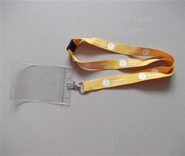 Personalized printed lanyard with vinyl badge sleeve