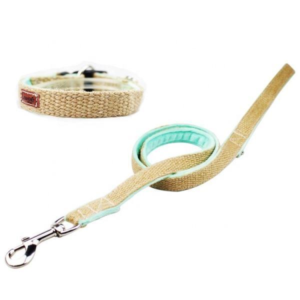 Quality Nature Hemp Collar And Leash Set , Dog Collar Leash Combo 100% Cotton Material for sale