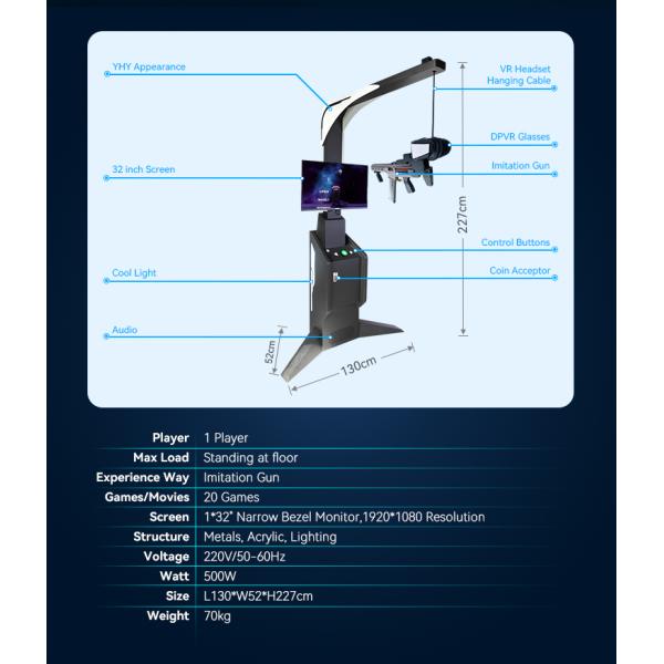 Self Service 9d VR Shooting Simulator 1 Passenger DPVR E3C Glass YHY Vive Small Footprint