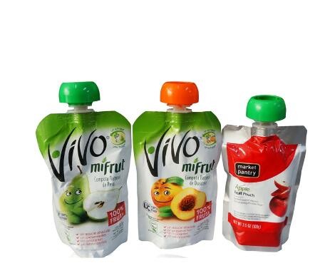 Customized Plastic High Barrier Package Reusable Food Pouch With Spout For Baby Bpa Free