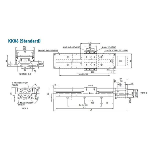 High Speed Ball Screw Drive Linear Guide KK Module Hiwin Replacement KK86 Series