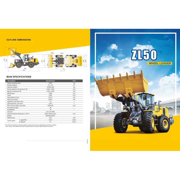 Heavy Machine Front Wheel Loader with WEICHAI Engine and Video Technical Support