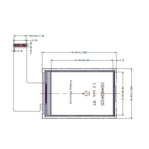 FCC 3 Inch TN Lcd Display / 240*960 Spi Tft Lcd Display