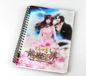 China PLASTIC LENTICULAR Custom Cheap Price 3d flip cover Student Notebook with pp pet lenticular printing cover wholesale