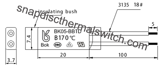 BK05 Normally Closed 16A 170 Deg C Automatic Reset Thermal Overload Switch For Overload Protecting