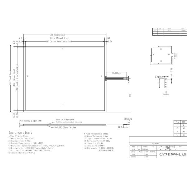 Sensitive 4 Wire Resistive Touch Panel 17 inch 15ms Response