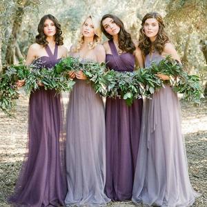 China Hot Sale Gray And Purple Halter Chiffon Strapless Grace Evening Dress TSJY125 wholesale