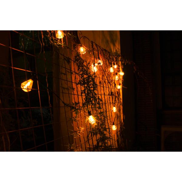 Solar Panel Powered Christmas Holiday Decoration LED Light String Shatterproof Waterproof E12 Sockets Diamond Shaped Festoon