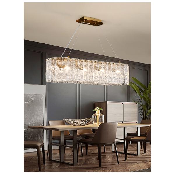 Luxury living room chandeliers blue glass hanging lamp rectangle chandelier kitchen lights hanging(WH-CY-194)