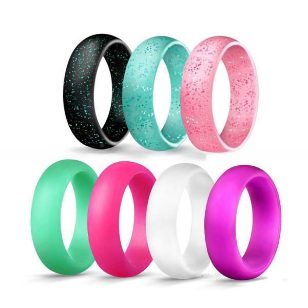 Breathable Fashion Unisex Silicone Wedding Rings 5.7mm Wide in Variety of Colors Geometric Shape for Anniversary