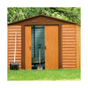 China Outdoor Metal Garden Tool Shed Wood Color 5X6ft 6x8ft 8x9ft 12x11ft wholesale