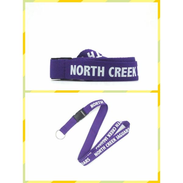Durable Purple Imprint Polyester Lanyards Eco Friendly Material With Key Ring