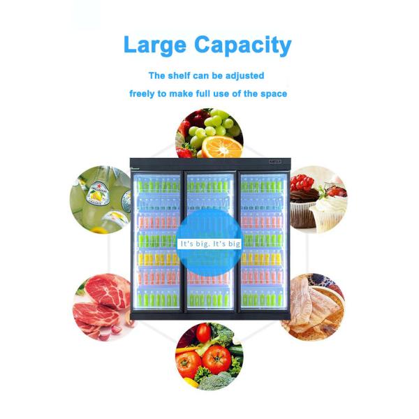 5 Layers Commercial Beverage Refrigerator Glass Door Upright Cooler For Retail Store