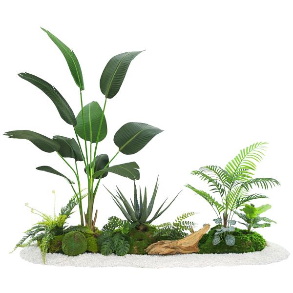 Evergreen Artificial Landscape Trees Traveller'S Palm Indoor Floor Plant Bush Preseved Moss
