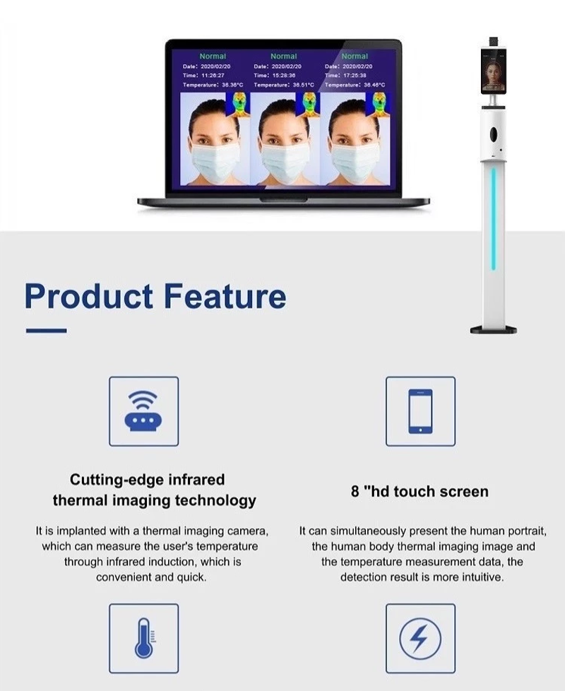 Face Recognition No Touch Android Wall Mounted Ir Thermometer