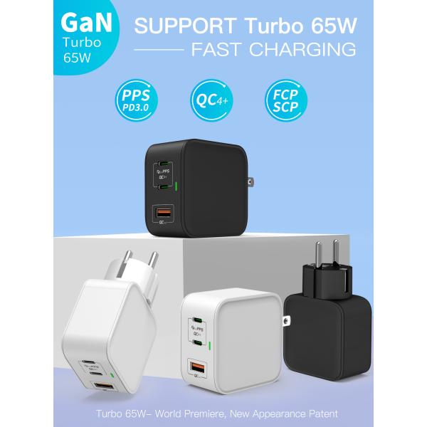 Foldable UK EU Plug Mini Mobile Phone PD QC3.0 QC4.0 3 Ports USB GAN Charger