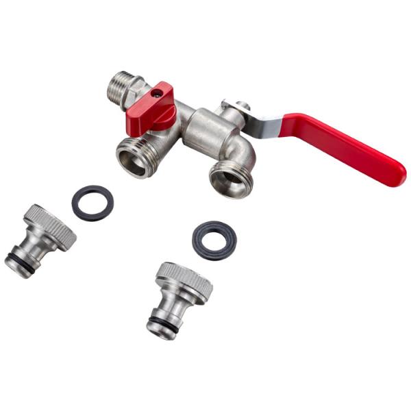 Water Tank Outlet with Brass Tap & 1/2" Twin Faucet Snap Bibcock Valve