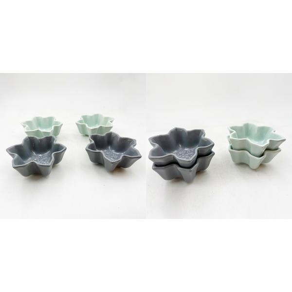 Wholesale Custom Restaurant Cutlery Snowflake Shaped Ceramic Material Dish Plate Dipping Bowls Set Porcelain Soy Sauce