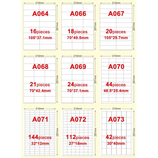 A4 80gsm Self Adhesive Label Sticker Paper For Printers Customized