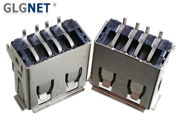 Quality 90 Degree Angle USB Female Connector One Port SMT Mounting Shield Shell for sale