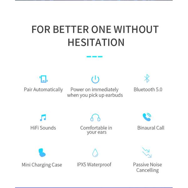 5D Stereo Tws Bluetooth 5.0 Earphone Stereo Wireless Earbus HiFi Sound Sport Earphones Handsfree Gaming Headset