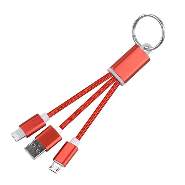 Wear resistant Braided Charging Cable Keychain USB To Lighting Micro 0.8M OEM 5V2A 3A Red Blue OEM Customized Support