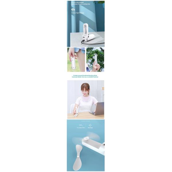 2000mAH Plastic Mini Pocket Fan , Folding Handheld Fan With Flashlight